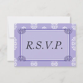 Violet Blue Damask Wedding RSVP Kaartje