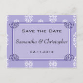 Violet Blue Damask Wedding Save the Date Aankondigingskaart (Voorkant)