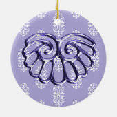 Violet Blue Damask Wedding Save the Date Keramisch Ornament (Achterkant)