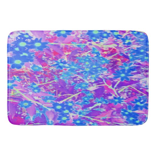  Violet Blue en Lime Green Flowers Badmat (Voorkant)