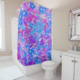  Violet Blue en Lime Green Flowers Douchegordijn