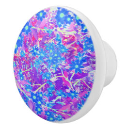  Violet Blue en Lime Green Flowers Keramische Knop