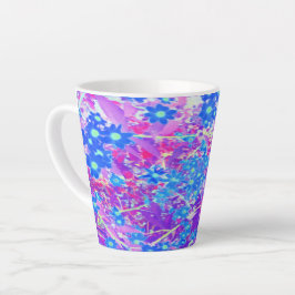  Violet Blue en Lime Green Flowers Latte Mok