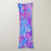 Violet Blue en Lime Green Flowers Lichaamskussen (Achterkant (Verticaal))