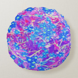  Violet Blue en Lime Green Flowers Rond Kussen