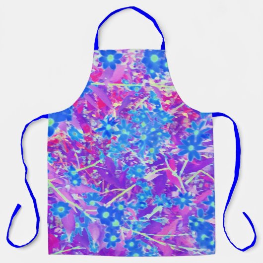 Violet Blue en Lime Green Flowers Schort (Voorkant)