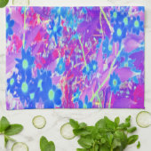 Violet Blue en Lime Green Flowers Theedoek (Gevouwen)