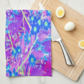 Violet Blue en Lime Green Flowers Theedoek (Quarter Fold)