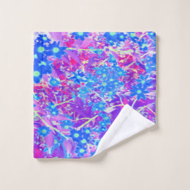  Violet Blue en Lime Green Flowers Washandje