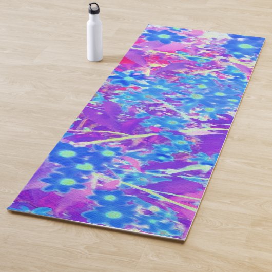 Violet Blue en Lime Green Flowers Yogamat (In situ)