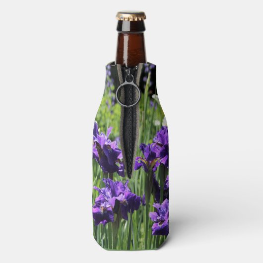 Violet Blue en White Siberian Iris Flesjeskoeler (Fles Achterkant)