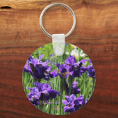 Violet Blue en White Siberian Iris Sleutelhanger (Voorkant)