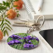 Violet Blue en White Siberian Iris Sleutelhanger (Zijkant)