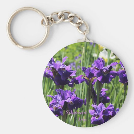 Violet Blue en White Siberian Iris Sleutelhanger (Voorkant)