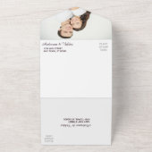 Violet Blue Floral foto Weddenschap All In One Uitnodiging (Buitenkant)