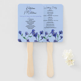 Violet Blue Floral Waterverf Wedding Handwaaier