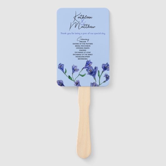 Violet Blue Floral Waterverf Wedding Handwaaier (Voorkant)