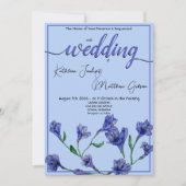 Violet Blue Floral Waterverf Wedding Kaart (Voorkant)