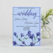 Violet Blue Floral Waterverf Wedding Kaart (Staand voorkant)