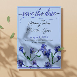 Violet Blue Floral Waterverf Wedding Save The Date
