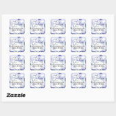 Violet Blue Floral Waterverf Wedding Vierkante Sticker (Vel)