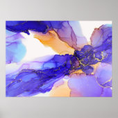 Violet Blue Oranje Abstract alcoholinkt Poster (Voorkant)