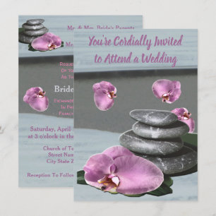 Violet Blue Orchid Rocks Wedding Kaart