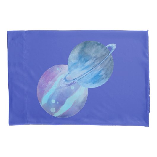 Violet Blue Planets Enkele Standaard Kussensloop (Voorkant)