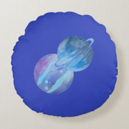 Violet Blue Planets Rond Sierkussen Rond Kussen