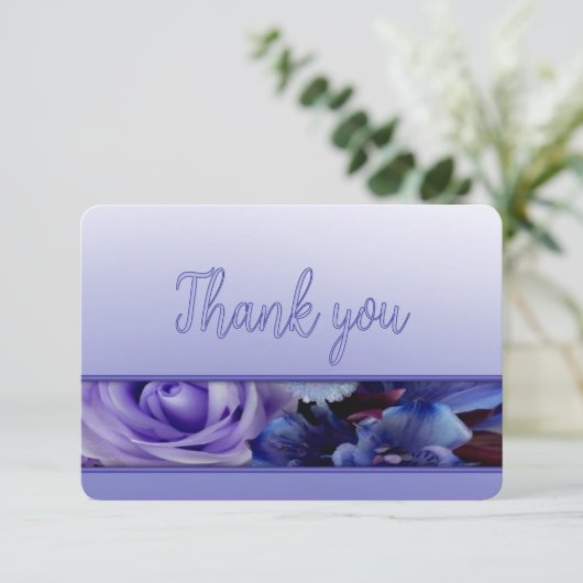 Violet Blue Roos Floral Dank u kaart (Staand voorkant)