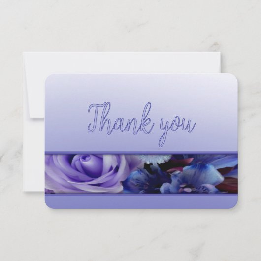 Violet Blue Roos Floral Dank u kaart (Voorkant)