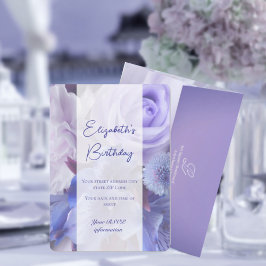 Violet Blue Roos Verjaardag Uitnodiging Kaart