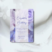 Violet Blue Roos Verjaardag Uitnodiging Kaart