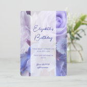 Violet Blue Roos Verjaardag Uitnodiging Kaart (Staand voorkant)