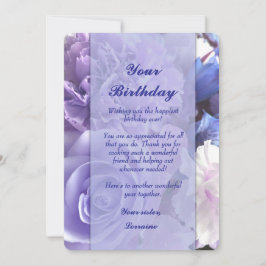 Violet Blue Rose Birthday Card Kaart