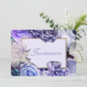 Violet Blue Rose Birthday Party Invitation Kaart (Staand voorkant)