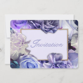 Violet Blue Rose Birthday Party Invitation Kaart