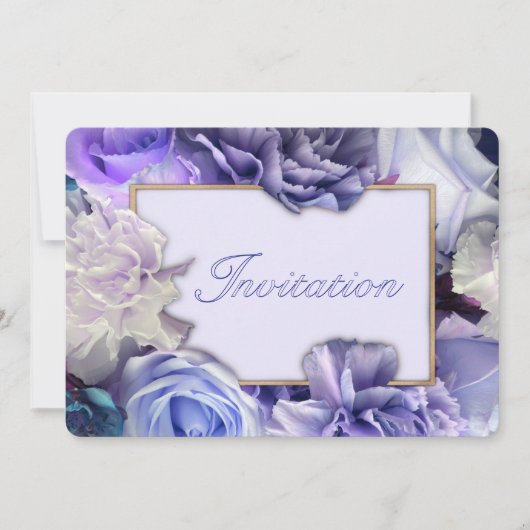 Violet Blue Rose Birthday Party Invitation Kaart (Voorkant)