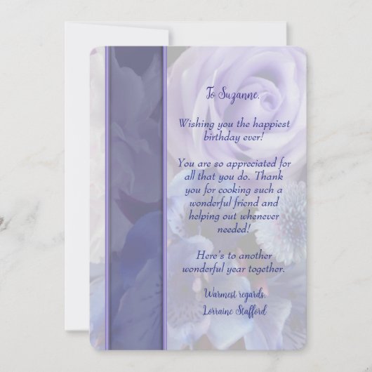 Violet Blue Rose Floral Birthday Card Kaart (Voorkant)