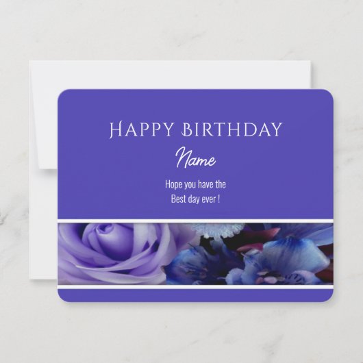 Violet Blue Rose Happy Birthday Greeting Card (Voorkant)