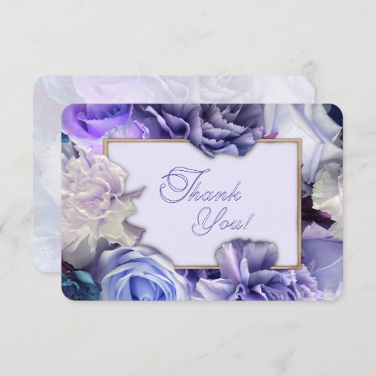 Violet Blue Rose Thank You Card Bedankkaart (Voorkant / Achterkant)