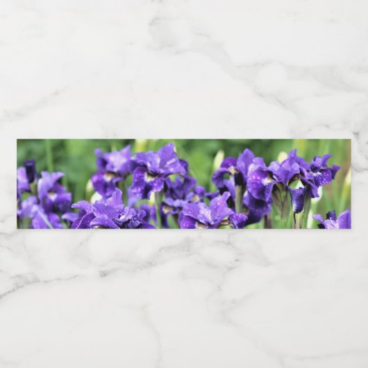 Violet Blue Siberische Iris Waterfles Etiket (Enkel label)