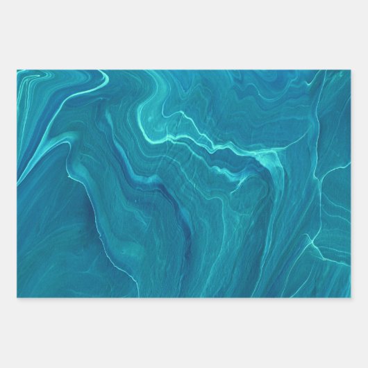 Violet Blue Zee Green Agate Marble Abstraction Inpakpapier Vel (Voorkant 3)