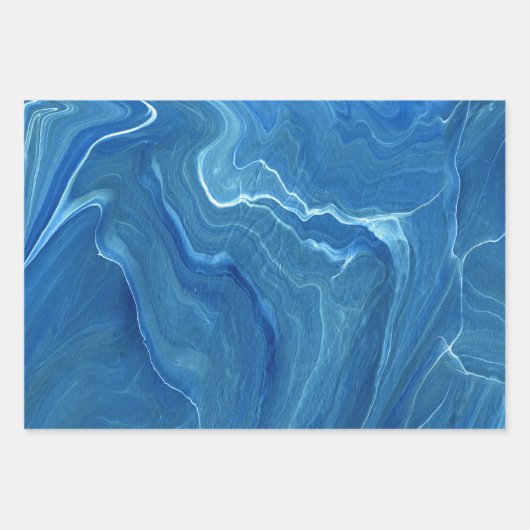 Violet Blue Zee Green Agate Marble Abstraction Inpakpapier Vel (Voorkant 2)
