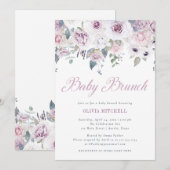 Violet Blush | Floral Baby Brunch Kaart (Voorkant / Achterkant)
