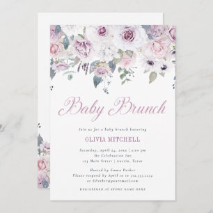 Violet Blush   Floral Baby Brunch Kaart
