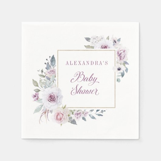 Violet Blush | Floral Baby shower Servet (Voorkant)