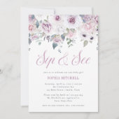 Violet Blush | Floral Baby shower Sip en See Kaart (Voorkant)