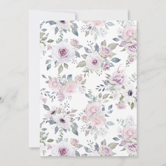 Violet Blush | Floral Baptisme met kruis | Foto Bedankkaart (Achterkant)