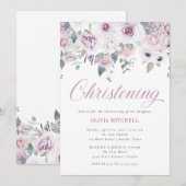 Violet Blush Floral | Christening Kaart (Voorkant / Achterkant)